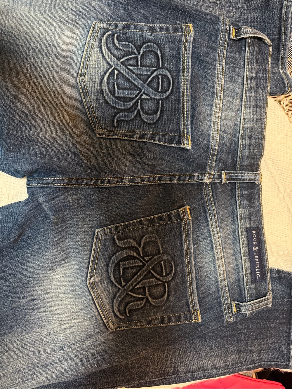 Rock & Republic Women's Straight Leg Jeans in Dark Blue Denim